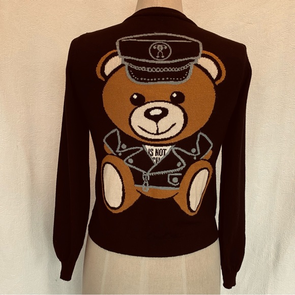 Moschino XS/Sm black conductor bear sweater pure wool. - Picture 2 of 10